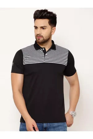 EPPE Men Black Striped Polo Collar T-shirt