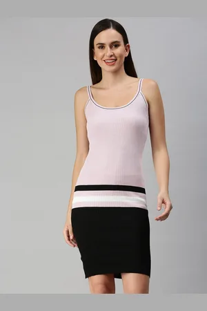 SHOWOFF Shoulder Straps Striped Bodycon Dress