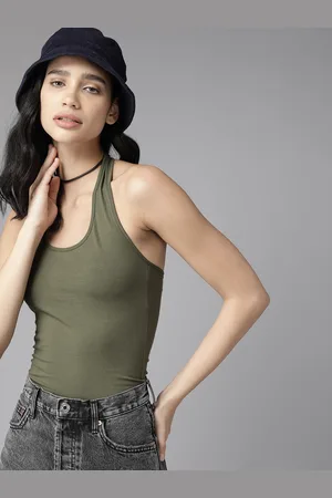 Roadster Solid Halter Neck Fitted Top