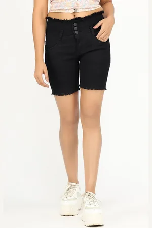 AngelFab Women High-Rise Denim Shorts