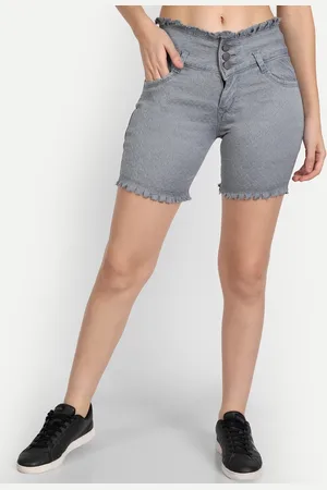 AngelFab Women High-Rise Denim Shorts