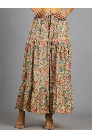 HANDICRAFT PALACE Women Floral Printed Pure Cotton Flared Maxi Skirt