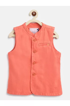 TALES & STORIES Boys Mandarin Collar Cotton Waistcoat