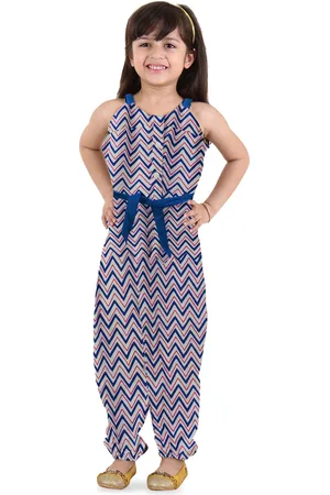 Kids On Board Girls Printed Waist Tie-Ups Pure Cotton Basic Jumpsuit