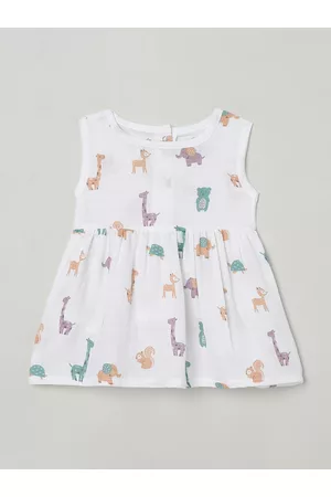 The Boo Boo Club Girls Printed Tie-Up Sustainable Organic Cotton Fit & Flare Dress