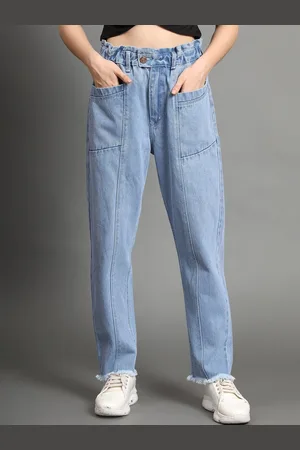AngelFab Women Jean Straight Fit High-Rise Heavy Fade Jeans
