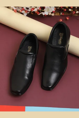 Red Chief Men Black Leather Slip-On Shoes