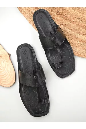 House of Pataudi Men Textured One Toe Comfort Sandals