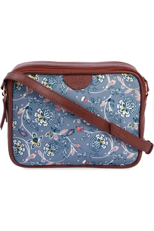 TEAL Floral Printed Structured Sling Bag