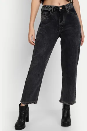 AngelFab Women Jean Straight Fit Light Fade High-Rise Cotton Jeans
