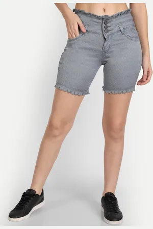 AngelFab Women High-Rise Denim Shorts