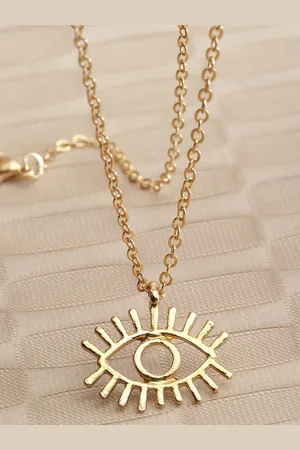 karatcart Gold-Plated Evil Eye Protection Alloy Pendant With Chain