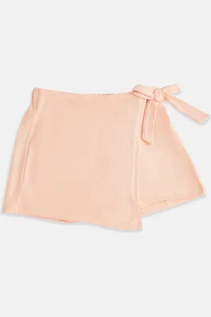 Pantaloons Kid Girls Peach Solid Cotton Wrap Skort