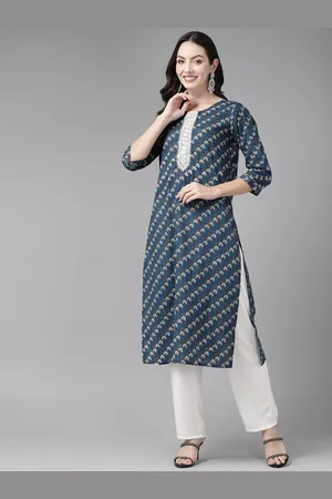 Cayman Floral Printed Sequinned Floral Pure Cotton Kurta