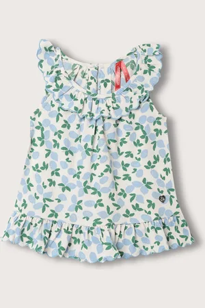 Blue Giraffe Girls Floral Printed Sleeveless Top