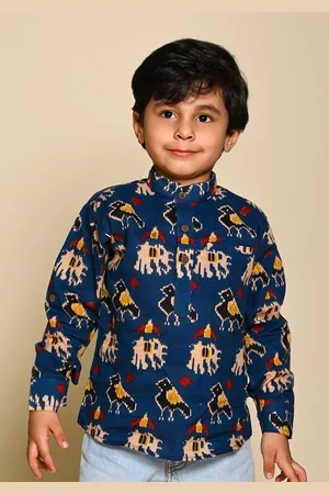 LIL PITAARA Boys Comfort Conversational Printed Cotton Casual Shirt