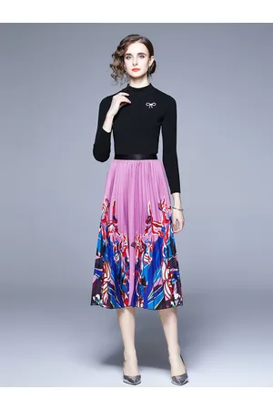 JC Collection Women Printed Top with Skirt