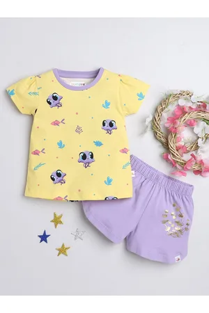 BUMZEE Girls Printed Pure Cotton T-shirt with Shorts