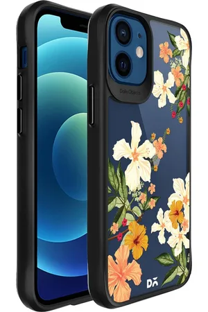 DailyObjects Blue & Yellow Hibiscus Printed Hybrid Clear iPhone 12 Mini Phone Case