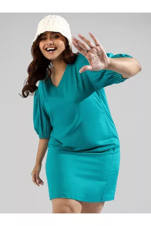 Instafab Women Plus Size Puff Sleeves Sheath Dress