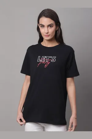 DOOR74 Typography Printed Cotton T-shirt