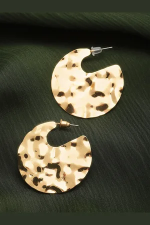 karatcart Gold-Plated Contemporary Half Hoop Earrings