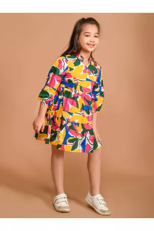 LilPicks Girls Abstract Printed Fit & Flare Dress