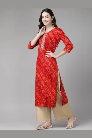 Cayman Bandhani Printed Sequinned Pure Cotton Kurta
