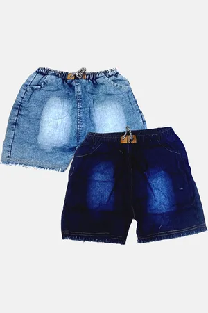 MANZON Pack Of 2 Girls Mid Rise Washed Denim Shorts