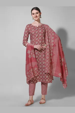 Berrylicious Ethnic Motifs Printed Pure Cotton Kurta with Trousers & Dupatta
