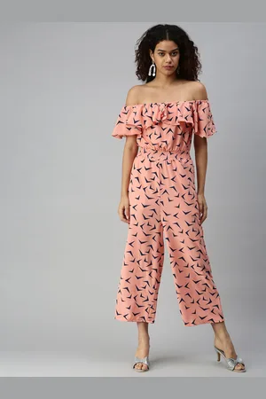 SHOWOFF Women Off-Shoulder Printed Basic Jumpsuit