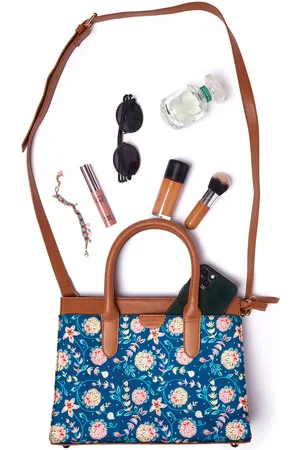 TEAL Floral Printed Structured Sling Bag