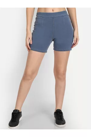 AngelFab Women High-Rise Denim Sports Shorts