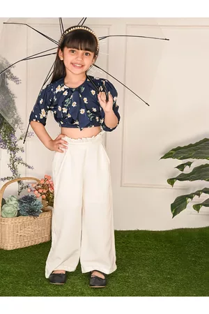 LilPicks Girls Floral Printed Top with Palazzos Set