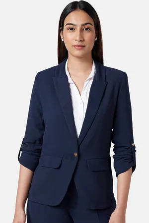 Pantaloons Notched Lapel Comfort-Fit Single-Breasted Blazer