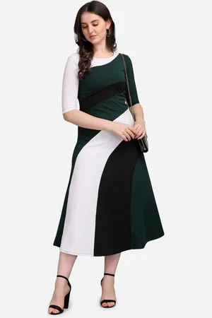 PURVAJA Women Green & White A-Line Maxi Dress