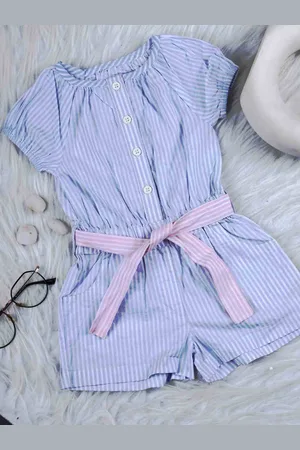Nino Bambino Infant Girls Pack Of 2 Striped Organic Cotton Rompers
