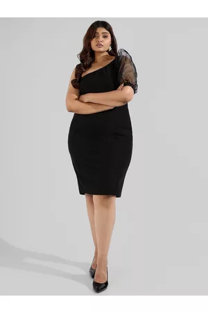 Instafab Women Plus Size One Shoulder Sheath Dress