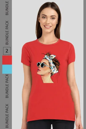 Chozi Women Pack of 2 Printed Running Cotton T-shirt