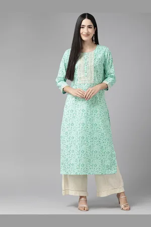 Cayman Floral Printed Sequinned Pure Cotton Kurta