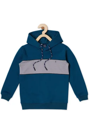 CAVIO Boys Colourblocked Long Sleeve Hooded Cotton T-shirt