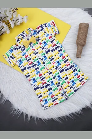 Nino Bambino Infant Boys Printed Organic Cotton Rompers