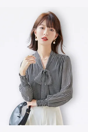 JC Collection Women Abstract Printed Tie-Up Neck Casual Tops