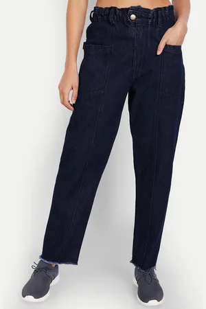 AngelFab Women Straight Fit High-Rise Cotton Jeans