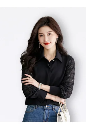 JC Collection Women Spread Collar Long Sleeves Casual Shirt