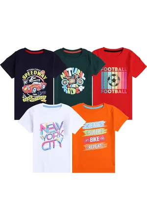 EIO Kids Pack Of 5 Printed Cotton T-shirt