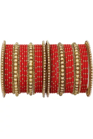 NMII Set Of 40 Zircon Gemstone Studded Metal Bangles