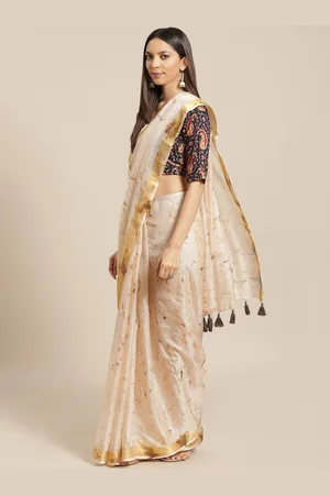 Jaipur Tie and Dye Zari Art Silk Kota Saree With Tassel