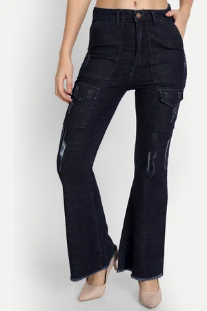 AngelFab Women Jean Bootcut High-Rise Mildly Distressed Jeans