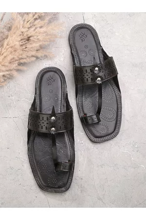 House of Pataudi Men Laser Cuts Ethnic Comfort Sandals